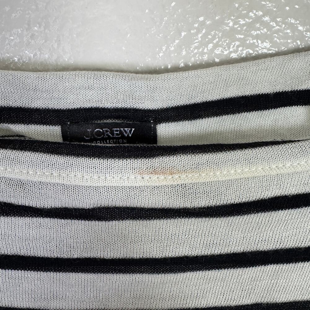 J.Crew Collection Sheer Wool Blend Long Sleeve T-Shirt WMNS S White Black Stripe - Picture 5 of 9